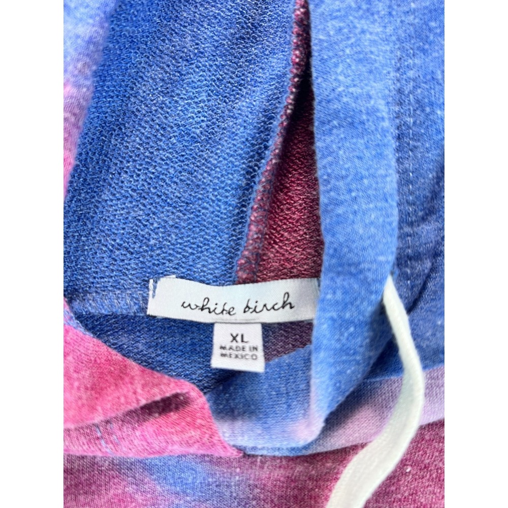 White Birch Tie Dye Hoodie Womens XL Pullover Pink Blue Soft Sweatshirt - Picture 4 of 6